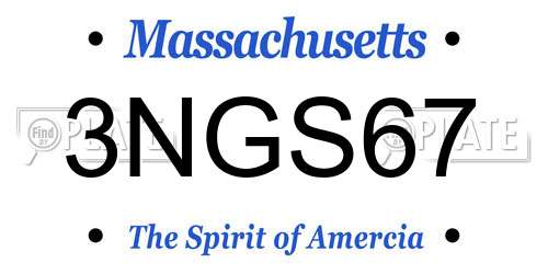 3NGS67 Massachusetts License Plate