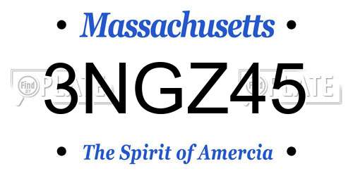 3NGZ45 Massachusetts License Plate