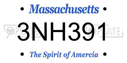 3NH391 Massachusetts License Plate