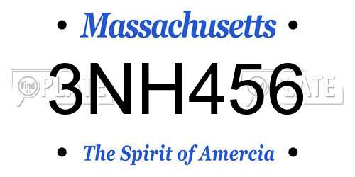 3NH456 Massachusetts License Plate