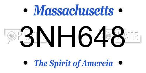 3NH648 Massachusetts License Plate