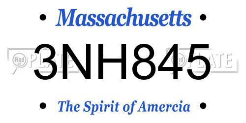 3NH845 Massachusetts License Plate