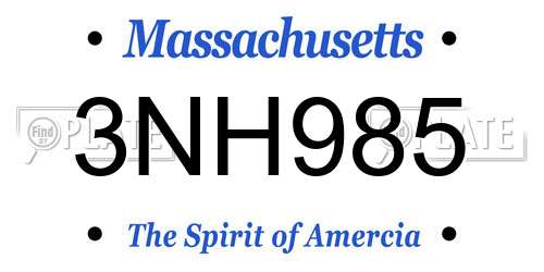 3NH985 Massachusetts License Plate