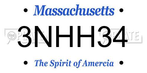 3NHH34 Massachusetts License Plate
