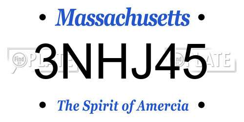 3NHJ45 Massachusetts License Plate