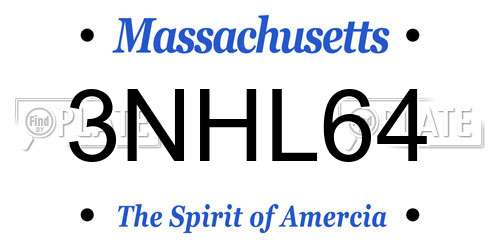 3NHL64 Massachusetts License Plate