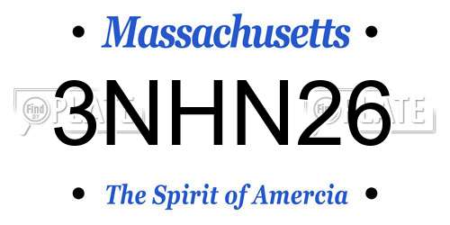 3NHN26 Massachusetts License Plate
