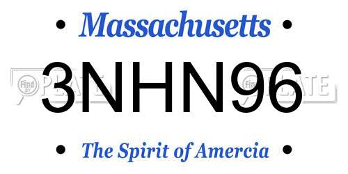 3NHN96 Massachusetts License Plate