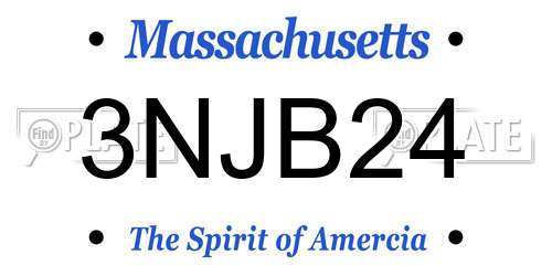 3NJB24 Massachusetts License Plate