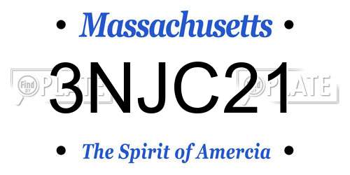 3NJC21 Massachusetts License Plate