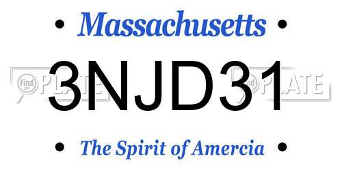 3NJD31 Massachusetts License Plate