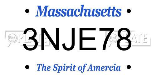 3NJE78 Massachusetts License Plate