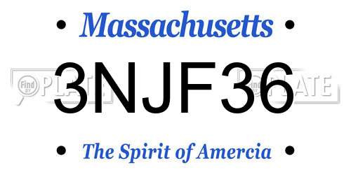 3NJF36 Massachusetts License Plate