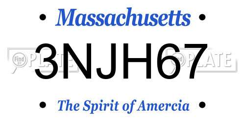3NJH67 Massachusetts License Plate