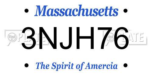 3NJH76 Massachusetts License Plate