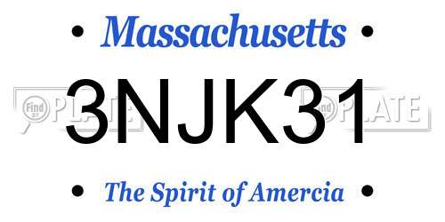 3NJK31 Massachusetts License Plate