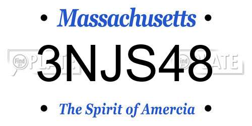 3NJS48 Massachusetts License Plate
