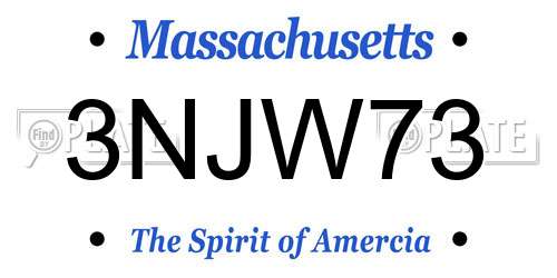 3NJW73 Massachusetts License Plate