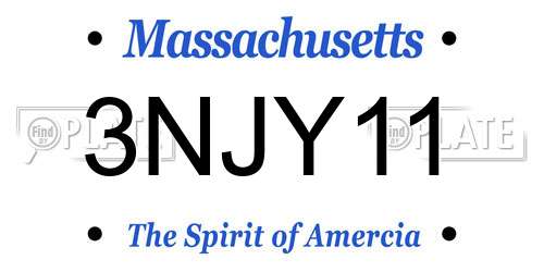 3NJY11 Massachusetts License Plate