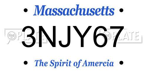 3NJY67 Massachusetts License Plate