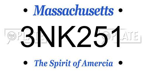 3NK251 Massachusetts License Plate