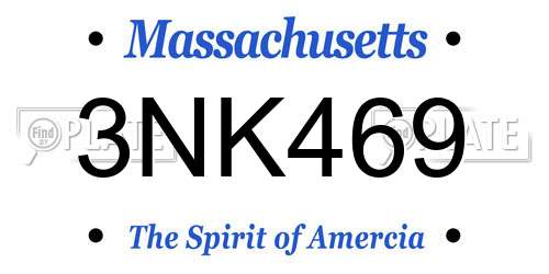 3NK469 Massachusetts License Plate