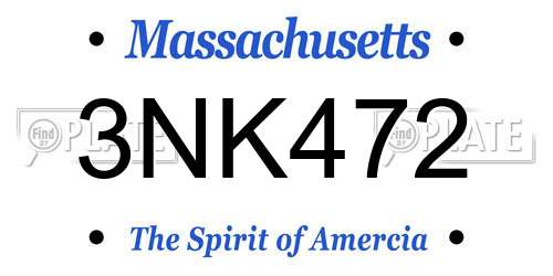 3NK472 Massachusetts License Plate