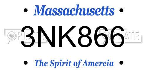 3NK866 Massachusetts License Plate