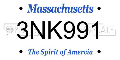 3NK991 Massachusetts License Plate