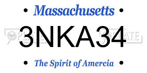 3NKA34 Massachusetts License Plate