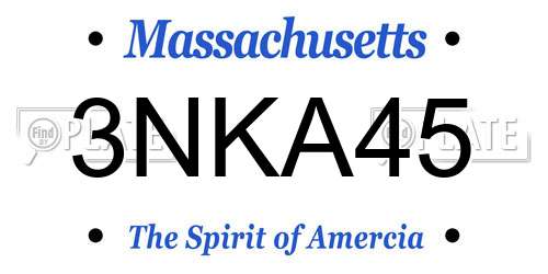 3NKA45 Massachusetts License Plate