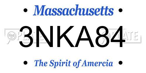3NKA84 Massachusetts License Plate
