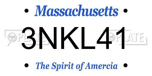 3NKL41 Massachusetts License Plate