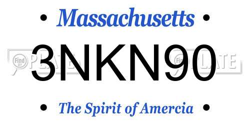 3NKN90 Massachusetts License Plate