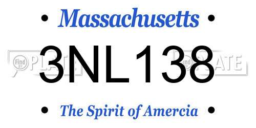 3NL138 Massachusetts License Plate