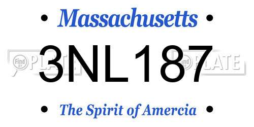 3NL187 Massachusetts License Plate