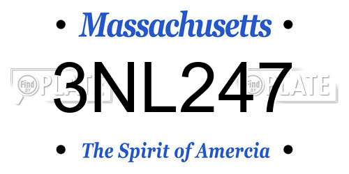 3NL247 Massachusetts License Plate