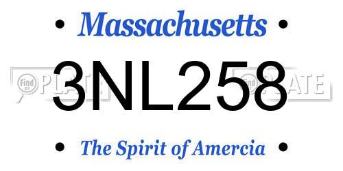 3NL258 Massachusetts License Plate