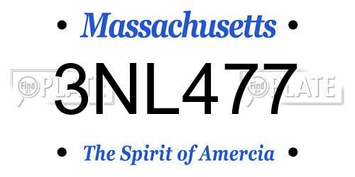 3NL477 Massachusetts License Plate