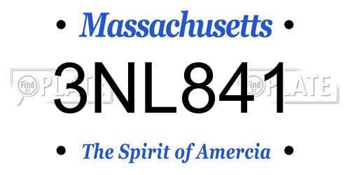 3NL841 Massachusetts License Plate