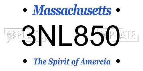 3NL850 Massachusetts License Plate