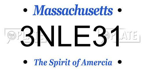 3NLE31 Massachusetts License Plate
