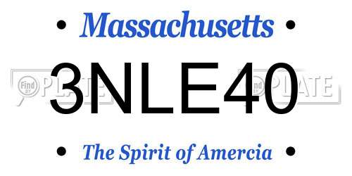 3NLE40 Massachusetts License Plate