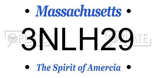 3NLH29 Massachusetts License Plate