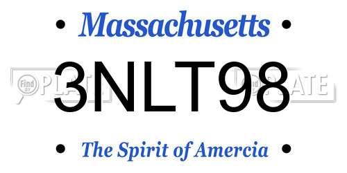 3NLT98 Massachusetts License Plate