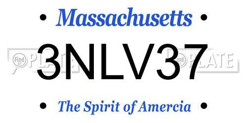 3NLV37 Massachusetts License Plate
