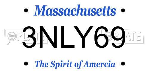 3NLY69 Massachusetts License Plate