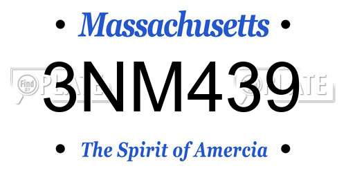3NM439 Massachusetts License Plate