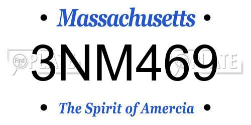 3NM469 Massachusetts License Plate