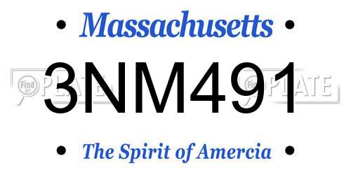 3NM491 Massachusetts License Plate
